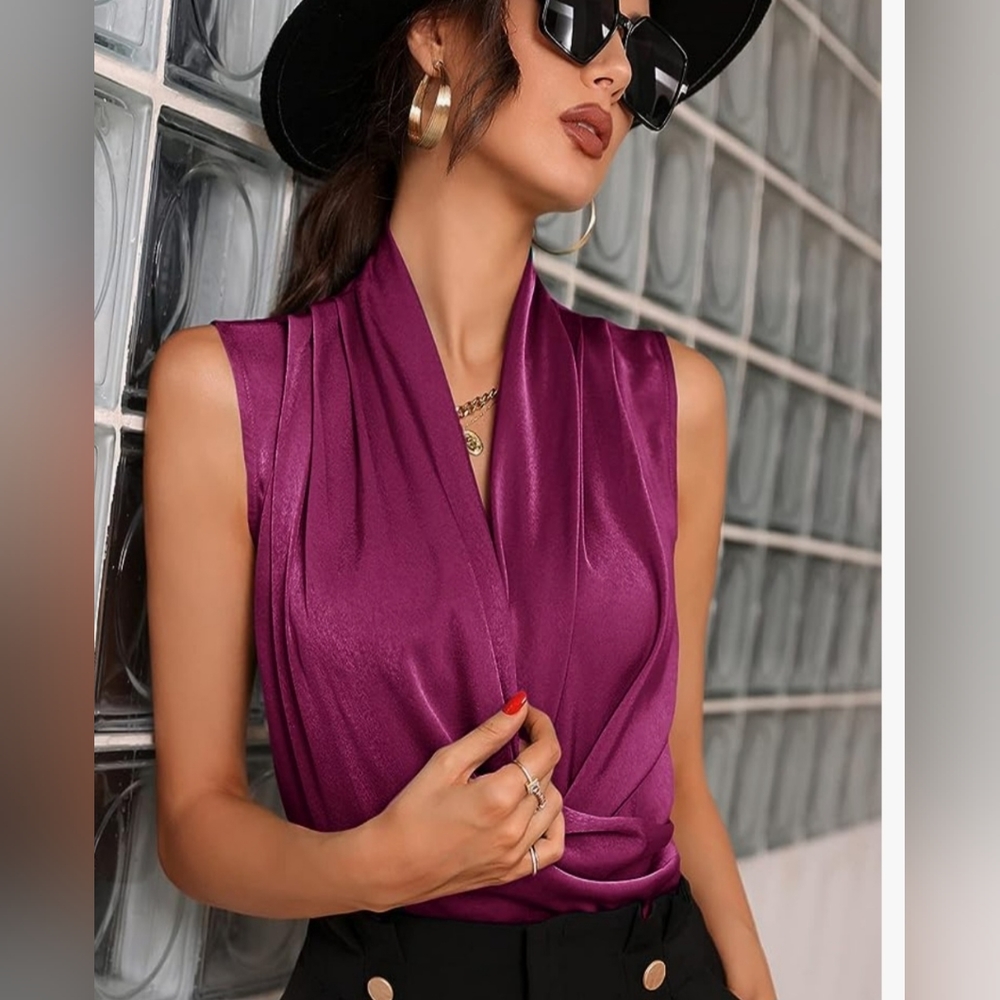 Satin V-neck Blouse
